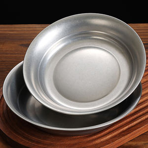 Assiettes à dîner Vintage do old en acier inoxydable Assiette à manger Plats de service Bol rond Gâteau Plateau à steak occidental Assiettes de cuisine - Product Image 2