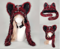 Chapeau unisexe gothique à oreilles de chat en fourrure, décoré d'une chaîne croisée, en peluche douce et chaude pour l'hiver, idéal pour la vente en gros, le cosplay, les fêtes d'Halloween et le quotidien