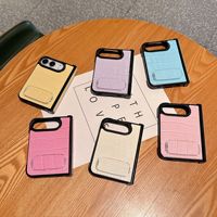 Étui de téléphone portable de luxe antichoc pour iPhone Duo avec fente pour carte et support miroir couleur unie