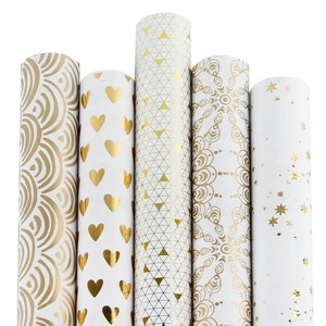 Custom Gold Foil <b>Pattern</b> Double-Sided Metallized Eco-Friendly Recyclable Art <b>Paper</b> Gift Wrap Roll 100GSM Offset Packaging - Product Image 1