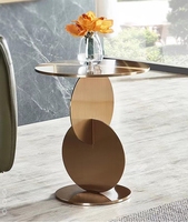 Table d'appoint moderne en acier inoxydable, table ronde commerciale, support de pédicure doré pour salon de beauté, maison, hôtel