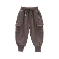 Musim Semi dan Musim Gugur Anak Warna Solid Overall Anak Laki-laki Kasual Celana Celana Baggy Celana Kargo