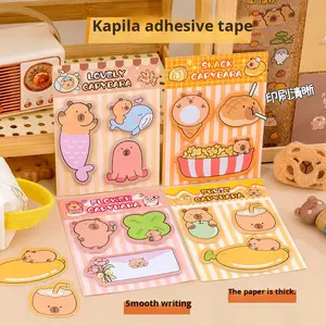Lot de blocs-notes adhésifs Kapibara Cartoon, 3 styles/<span class=keywords><strong>livre</strong></span>, blocs-notes mignons en forme de Kapibara, autocollants, notes détachables pour étudiants et bureau - Product Image 5