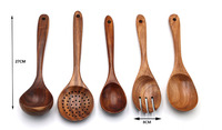 Ensemble d'ustensiles de cuisine en bois naturel de qualité supérieure, spatules et louches en bois naturel