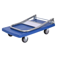 Chariot à plateforme pliable à quatre roues en métal robuste de 400 kg, certifié ISO, noir, 600x400 mm, avec roues en PU