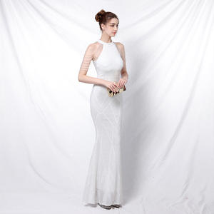 Grosir gaun malam putri duyung payet emas tanpa lengan dekorasi Tiongkok gaun pesta <span class=keywords><strong>Prom</strong></span> untuk wanita - Product Image 3