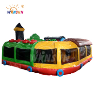 WINSUN Combo Train Gonflable Parc de Divertissement Ignifuge et Imperméable Taille Personnalisable Château Gonflable et Trampoline en PVC