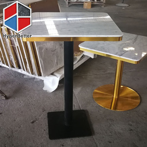 Affordable square Bistro Marble <strong>Table</strong> with Carrara Marble <strong>Table</strong> Top and Brass Leg - Product Image 2