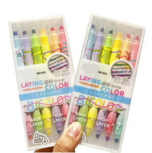 Bolígrafos manuscritos de grafiti de alta calidad, marcador resaltador pastel colorido, juego de bolígrafos fluorescentes de Color apilable de doble cabeza - Product Image 1