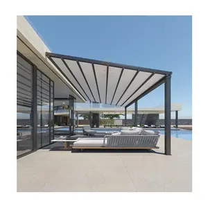 Elektrische Pergola Markise Baldachin Garten Aluminium rahmen PVC versenkbares Dach Outdoor Pergolen