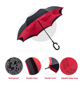 Vente en gros 23.5 ''conception personnalisée, grands parapluies coupe-vent à Double couche <span class=keywords><strong>inversé</strong></span> avec Logo imprimé/ - Product Image 3