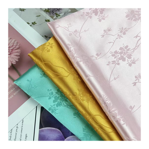 S1870 Color personalizado satén elástico sedoso poliéster Spandex tela de satén con patrón de flores diseño Jacquard para vestidos - Product Image 5