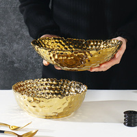 Service de table en porcelaine fine, électro-plaqué, vaisselle royale de luxe, ensemble de vaisselle en céramique dorée