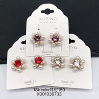 Boucles d'oreilles clous tendance pour femmes XUPING Jewelry Jingjing, motif fleur, nœud papillon, pierres colorées, vente en gros