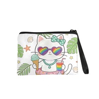 Sac à collation pour animaux de compagnie personnalisable, étanche, décontracté, tendance, porte-monnaie, portefeuille, fermeture éclair, motif chat mignon, portable, pour le shopping