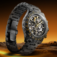 Bonest Gatti Leichtgewichtige Vollcarbon Automatik-Chronograph Uhr Lava-Design Saphirglas 50M Wasserdicht Sport BG9014