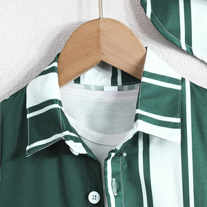 Ensemble deux pièces tendance pour garçons : chemise rayée à manches courtes, short décontracté et chapeau - Product Image 3