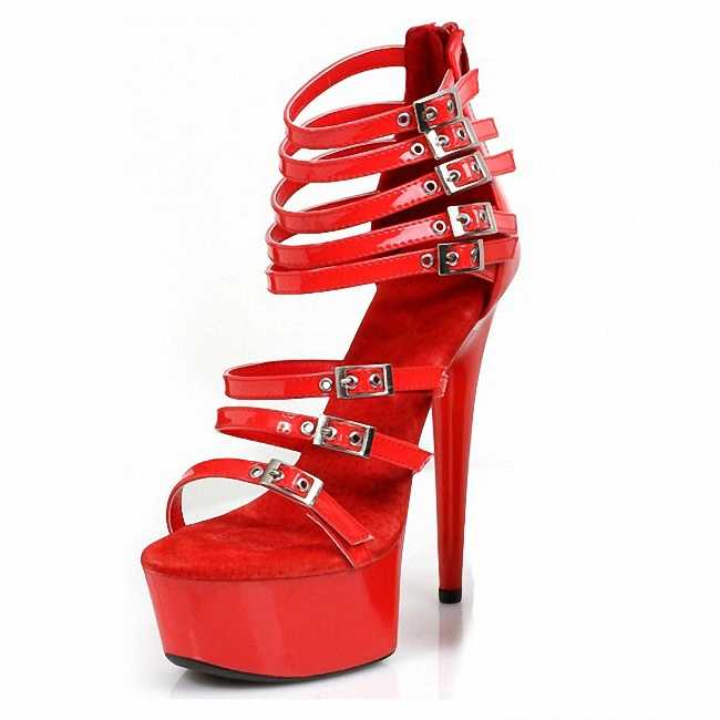 Ribbons Gladiator New 15 cm Sexy Fetish stiletto platform dance shoes steel dance Gothic party women's leaky toe hollow sandals