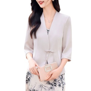 Women's Collarless Short Blazer Solid Color Slim Fit With Chinese Flute Buttons Spring New Arrival - Product Image 4