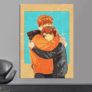 Póster Gay Queer con Imagen de Pareja de Hombres Abrazándose y Besándose en Acuarela, Estilo Moderno, Lienzo sin Marco, Arte de Pared para Decoración del Hogar y Dormitorio - Product Image 1
