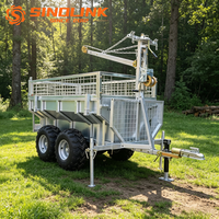 Remorque forestière galvanisée pour quad avec flèche de levage et benne basculante à treuil manuel pour le transport du bois