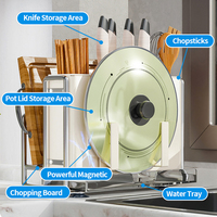 Porte-couteau en acier haut de gamme avec support de rangement magnétique Porte-ustensiles de cuisine durable Ensemble de rangement pour porte-couteaux