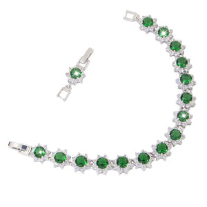KMT0023-Conjunto de joyería de circonia cúbica verde de girasol, collar, pendientes, pulsera, anillo, conjunto de joyería de circón para mujer - Product Image 5