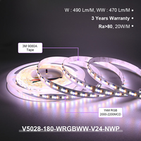 Bande lumineuse LED COXO 5050 SMD RGB RGBW RGBCCT 12 volts 24 volts flexible, facile à installer, découpable pour éclairage décoratif d'accentuation