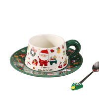 Ensemble de tasses en céramique de Noël vintage-Tasses à café rétro créatives pour couples, tasses à eau de cadeau de dessin animé
