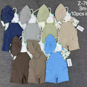 Set di <span class=keywords><strong>Abbigliamento</strong></span> Estivo per Neonati, Completo 3 Pezzi con Maglietta, Salopette, Pantaloncini e Cappello, 3-18 Mesi - Product Image 1