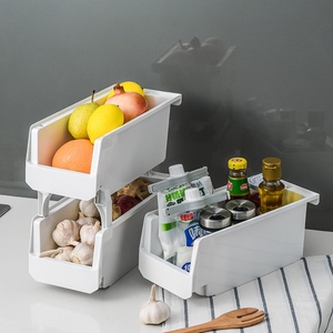 Household Stackable Multi-layer <b>Kitchen</b> <b>Storage</b> <b>Rack</b> Drawer Type Large Opening Miscellaneous <b>Storage</b> Basket Plastic Food Basket - Product Image 3