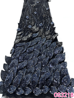 Nouvelle Tendance Luxe Oman Mariage Tissu Dentelle Fleurs 3D Perles Lourdes avec Paillettes Tissu Dentelle pour Maille Française Paillettes Dentelle