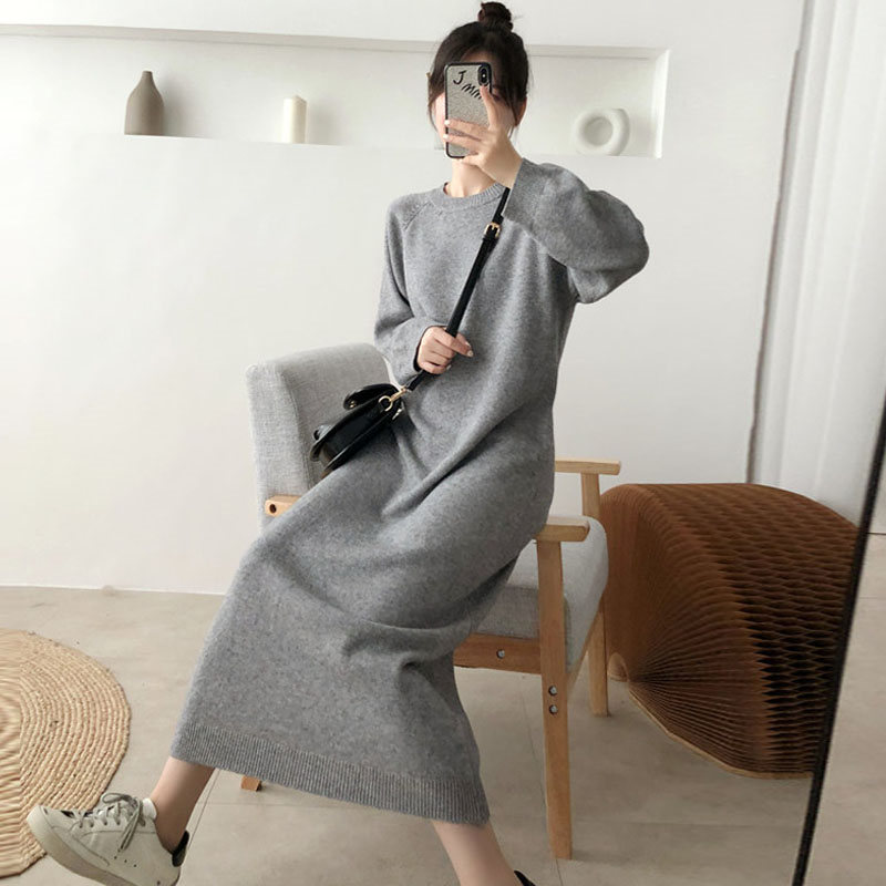 Winter Warmth: Long Sweater Dress by XIMI - Oversized Knitted