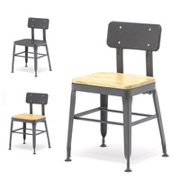 Chaise de salle à manger industrielle et commerciale en acier et PU avec coussin et contreplaqué, empilable, KD, pour cantine, hôtel, restauration rapide