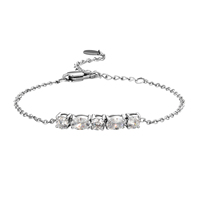 Bracelet Chaîne Tennis Géométrique en Zircon pour Femme SDA BB1758W, en Acier Inoxydable Plaqué Or, Bijou Tendance, Vente en Gros