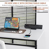 Nouvelle solution d'alimentation de bureau avec câbles USB-C rétractables 10A système modulaire parasurtenseur 3 prises prise électrique