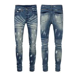 Hindistan Indigo Denim kumaş plise boy pantolon artı boyutu erkek kot boya Baggy kot Hommes Slim Fit - Product Image 1