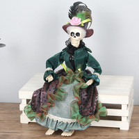 Halloween squelette elfe poupée squelette Flexible Couple Figurines assis crâne Statue gothique cheminée ornements décor à la maison