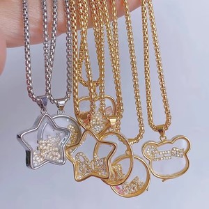 Tự Làm Đồ Trang Sức Đồng Vàng Hình Học Vòng Tròn Rỗng Trái Tim Sao Phụ Kiện Lấp Lánh Zircon Gấu Chân Sét Chữ Thập Thư Mặt Dây Chuyền - Product Image 3