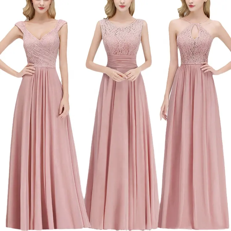 Custom A Variety Of Styles Long Bridesmaid Dresses Ladies Lace Chiffon Wedding Party Gowns