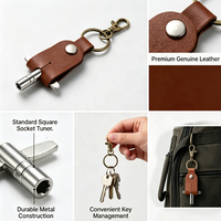 Porte-clés en cuir véritable pour clé de batterie, avec mousqueton, accessoire portable pour batteurs