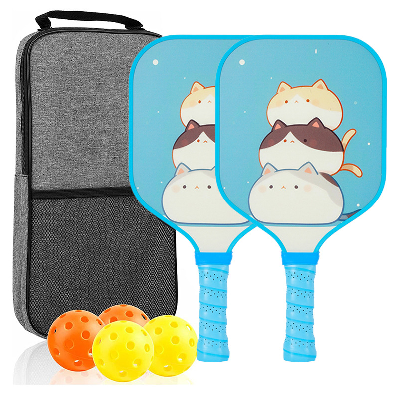 ไม้แร็กเก็ต 2 อัน, ลูกบอล 4 ลูก, กระเป๋าสีเทา 1 ใบ [Kids' RT-029]