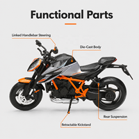 Motor Sepeda Motor Diecast Alloy Skala 1/12 Model Tahan Lama dengan Rangka Trellis Kemudi Terhubung dan Mesin Mainan yang Detail
