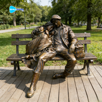 Sculpture en laiton et bronze grandeur nature de couples dormant sur un banc, décoration de jardin moderne pour extérieur, à vendre