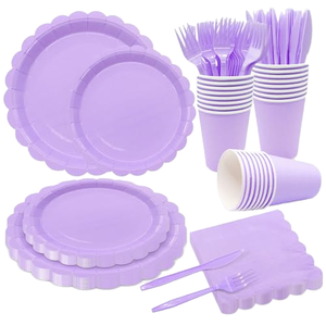 Großhandel Party-Dekoration Einfarbige Besteck- und Pappteller-Sets Partyzubehör-Set für Geburtstagsfeier-Dekoration - Product Image 1