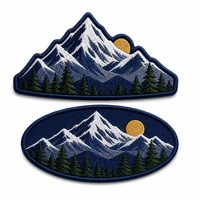 Patch brodé 3D en relief en forme de sommet de montagne, thermocollant pour chapeaux, personnalisable pour l'extérieur 	 Patch brodé montagne