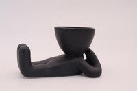 Lot de 3 pots de fleurs en céramique émaillée en forme humaine, écologiques et minimalistes, avec plante artificielle pour la maison et le jardin
