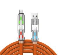 Cable de blindaje trenzado de PVC 2 en 2 DE CARGA súper rápida 120W Aleación de Zinc 4 en 1 para USB tipo C