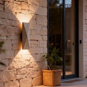 Lampe murale LED imperméable d'extérieur, carrée, style pierre jaune, pour cour, villa, maison d'hôtes, restaurant, éclairage de balcon - Product Image 3