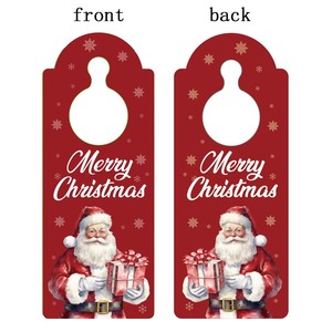 Christmas <strong>Art</strong> <strong>Paper</strong> Door Hanging Card Santa Claus Door Sign Doorknob Ornament Recyclable Party Scene Decoration 100pcs - Product Image 5